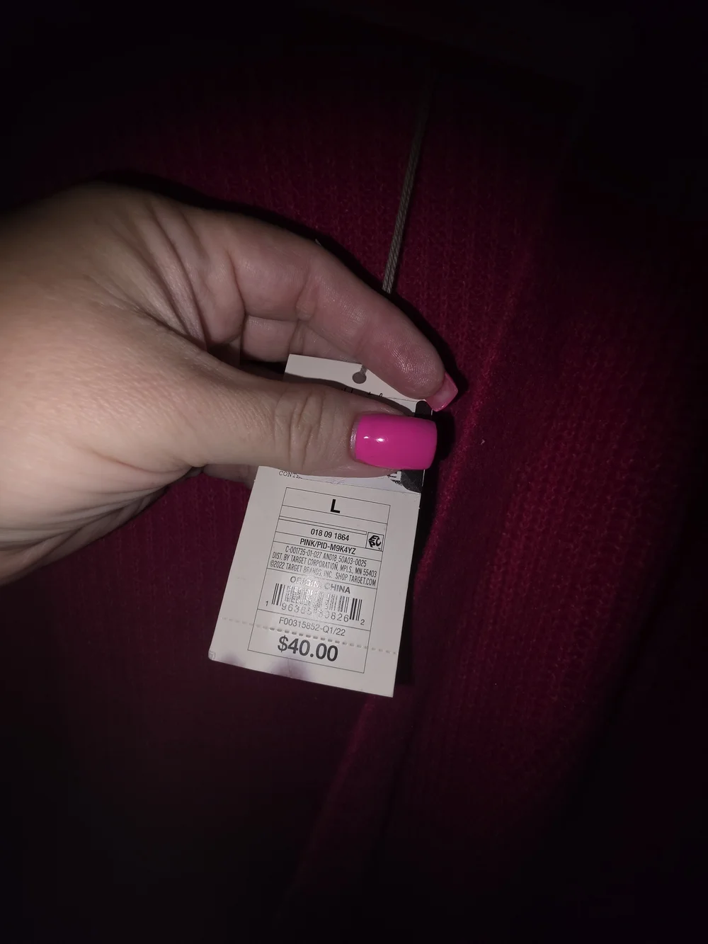 Long Fuchsia Button-Front Women's Cardigan Sweater Size L Large TARGET NWT